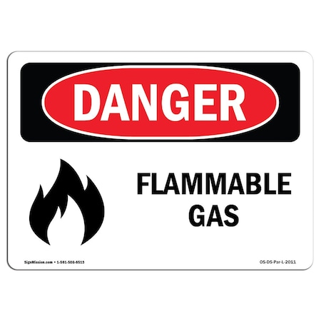 Signmission Safety Sign, OSHA Danger, 7" Height, 10" Width, Aluminum, Flammable Gas, Landscape OS-DS-A-710-L-2011